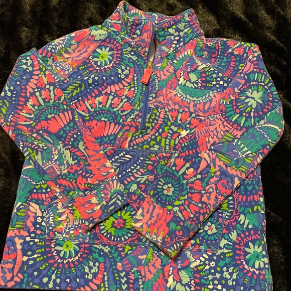 LILY PULITZER - MULTICOLOR ABSTRACT HALF ZIP MOCK NECK PULLOVER JACKET - Picture 2 of 4